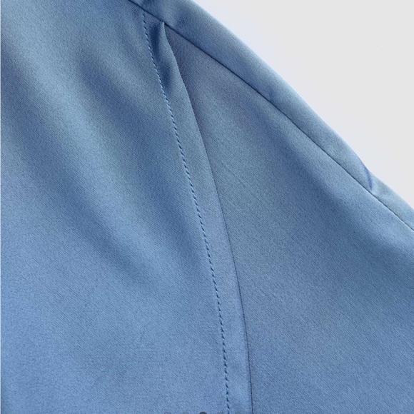 Cider Large Blue Satin Long Sleeve Side Ruched Mini Dress - Picture 3 of 10